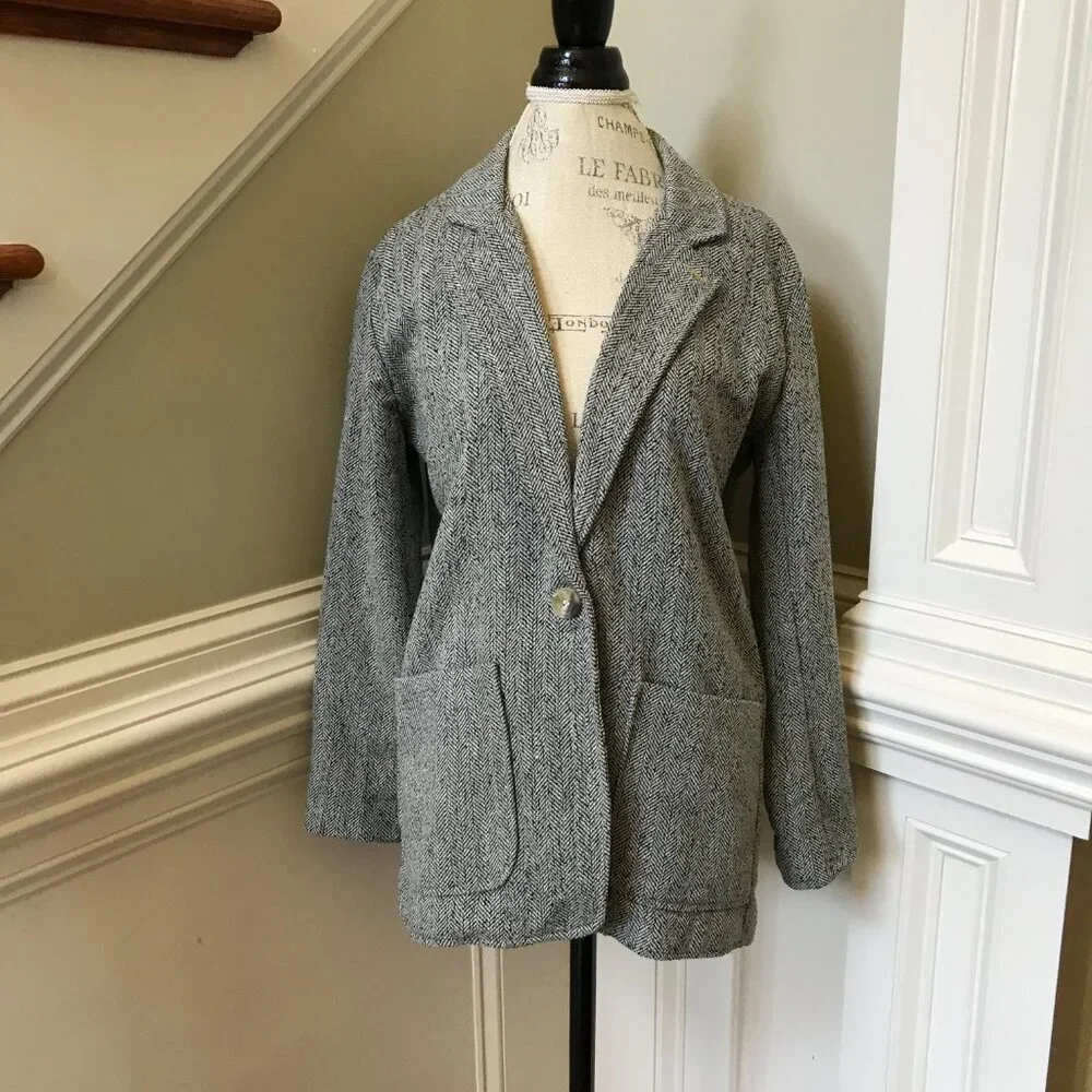 Swildens XXX Phoenix Blazer Jacket Coat Womens 2 Medium Black White Herringbone